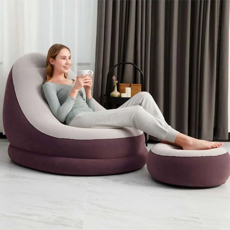 ¡Relájate como nunca con el Sillón Inflable con Descansa Pies!