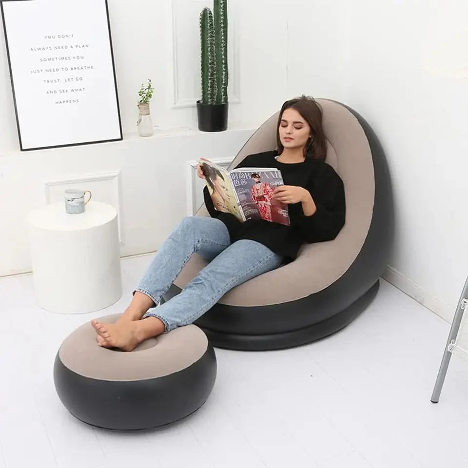 ¡Relájate como nunca con el Sillón Inflable con Descansa Pies!